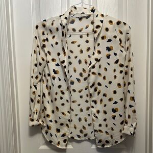 Never Fully Dressed Ivory Blouse with Mustard and Navy Spot Print
